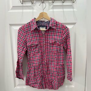 Gilly Hicks Pink White Plaid Button-Up Shirt